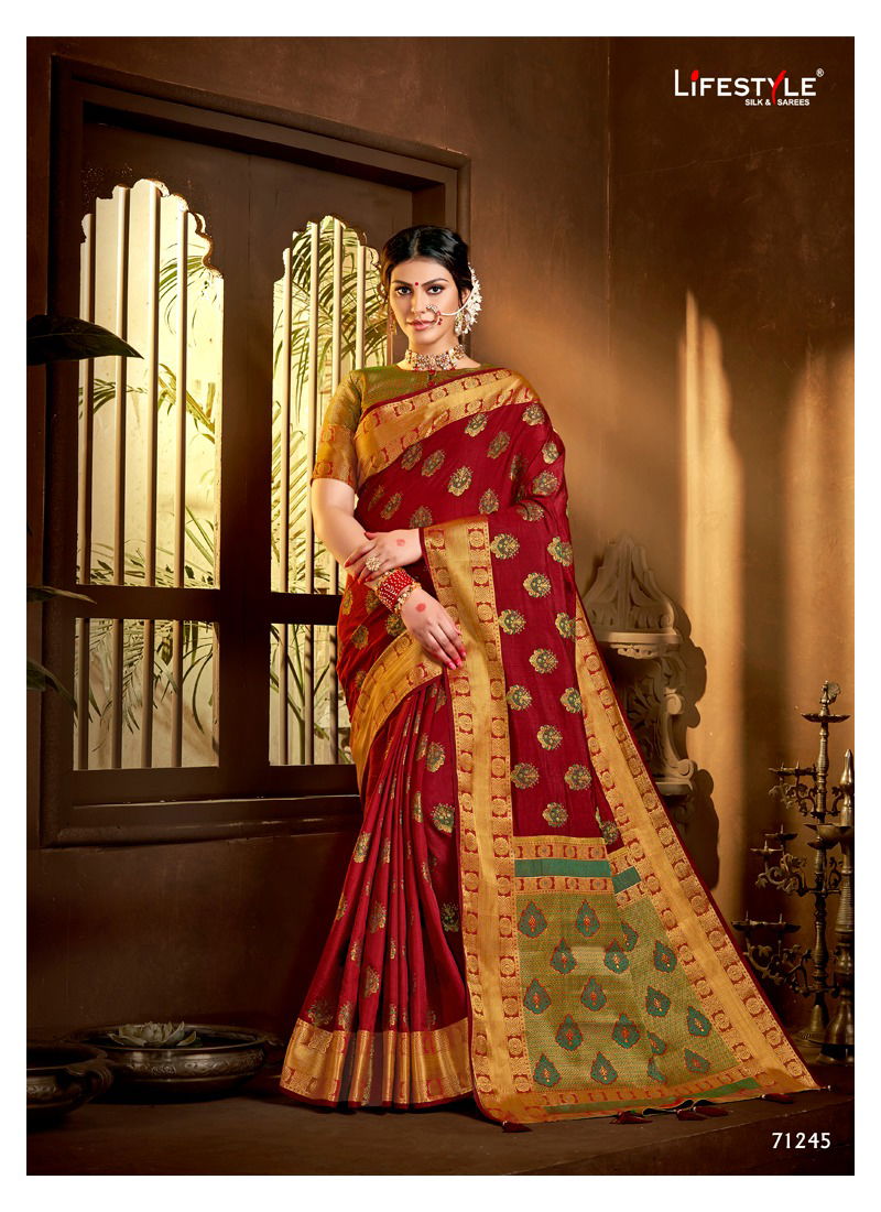 LIFESTYLE NIMAMTRAN Latest Fancy Heavy Festive Wear Designer Nyloned Silk Rich Pallu Buti Diamond Work Saree Collection 