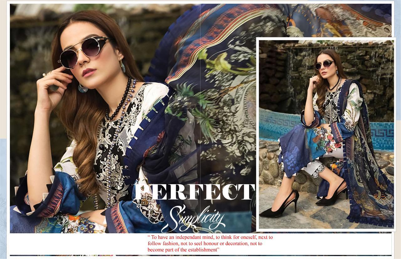 Asifa Nabeel Latest Designer Karachi Pure Lawn Cotton Dress Material Collection With Pure Cotton Mal Mal Dupatta
