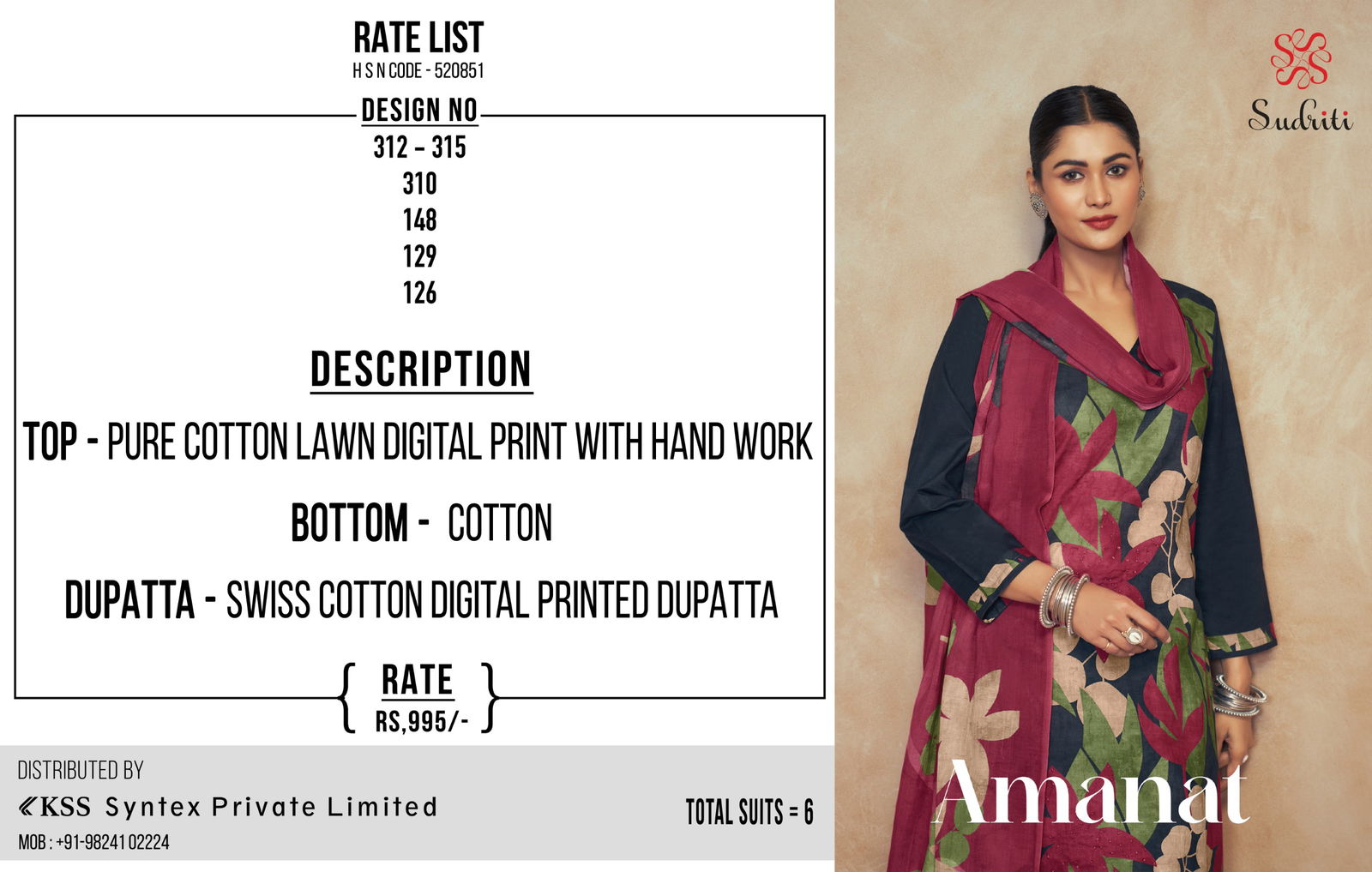 Amanat By Sudriti Lawn Cotton Printed Salwar Suits Wholesale In India