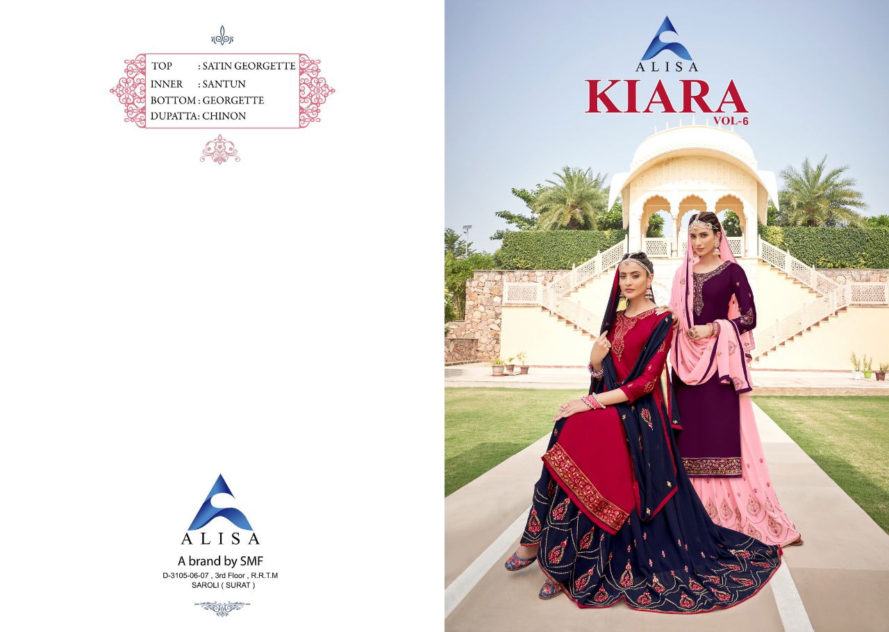 Alisa Kiara 6 Festive Wear Latest Designer Kurta With Georgette Bottom Salwar Suits Collection
