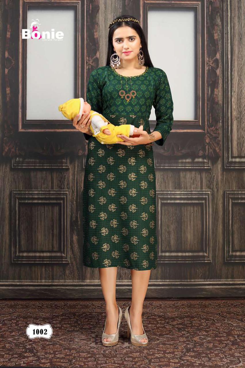 Bonie Sneh Latest Ethnic Wear Rayon Printed Kurti Collection
