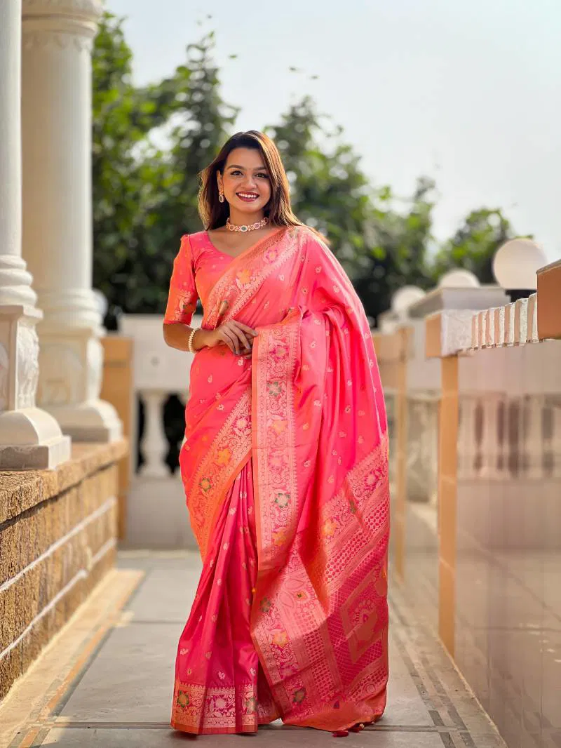 Aab Banarasi 5 Soft Banarasi Silk With Zari Weaving Saree wholesale price in surat
