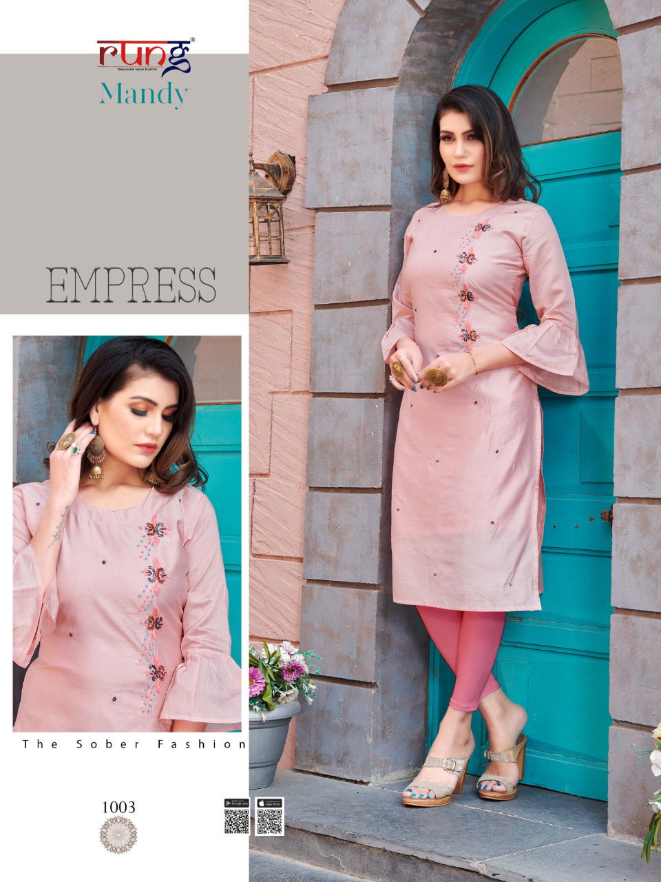 RUNG MANDY Ethnic Daily Wear Heavy Modal Silk With Handwork  Latest Designer Kurtis Collection