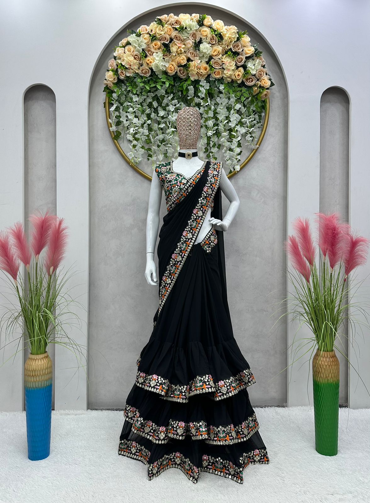 Samantha By Krishi Georgette Readymade Party Wear Sarees
