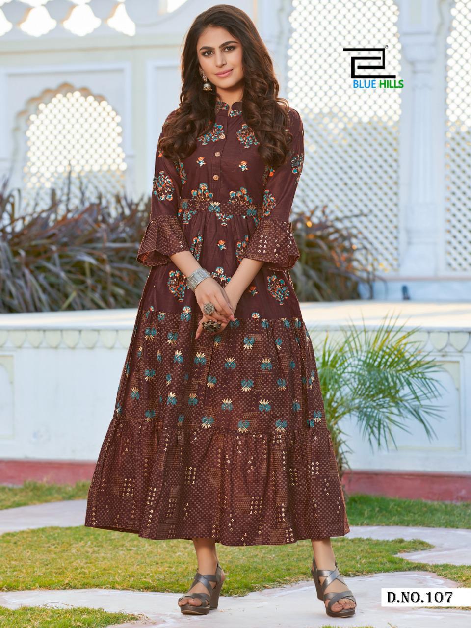 Blue Hills Gulabo 1 Latest Designer Fancy Festive Wear Cotton Printed Long Kurtis Collection
