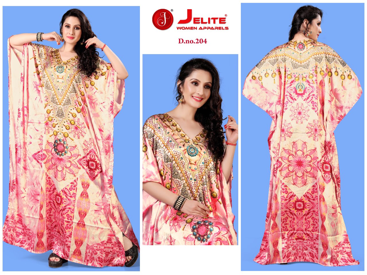 Jelite Unique Design Digital Printed Satin Kaftan Collection