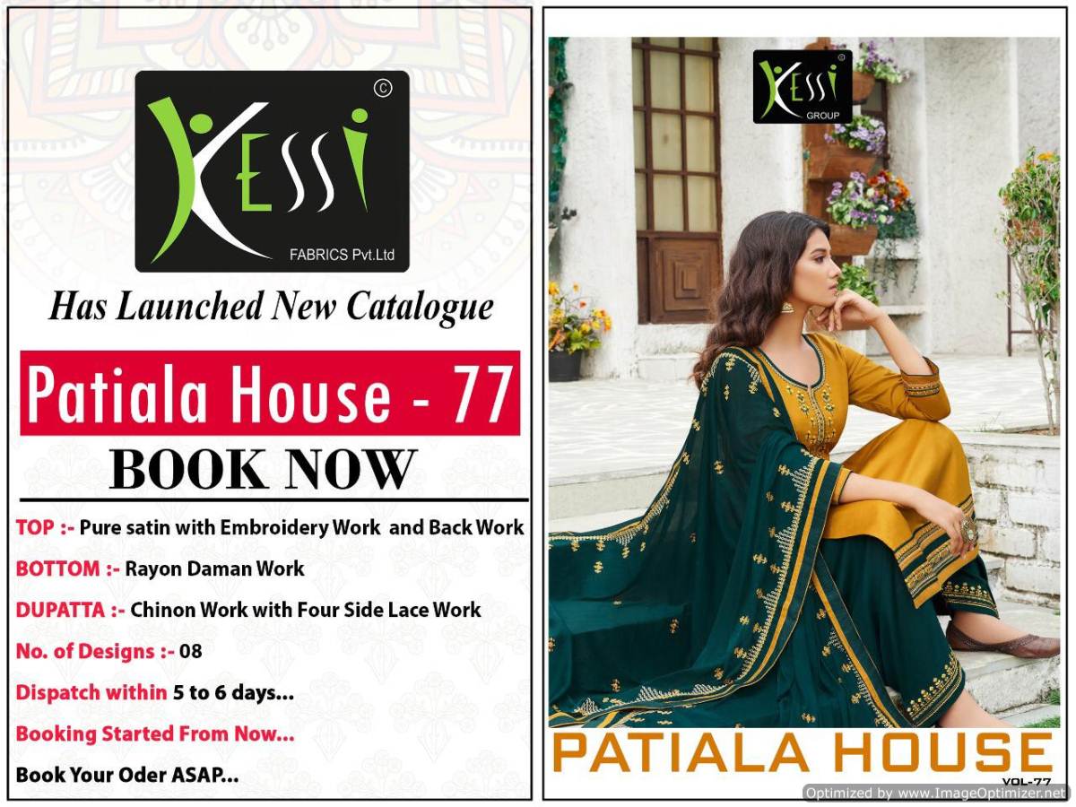 Kessi Patiala House 77 Launch New designer Party Wear Festive Embroidery Work Dress Material With Chinon Work Four Side Lace Work Dupatta