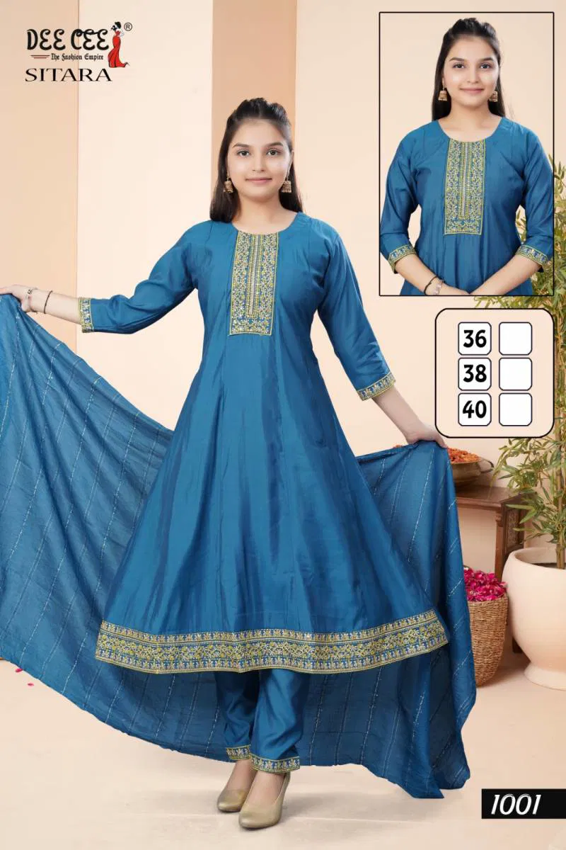 Deecee Sitara Silk Embroidered Kurti Bottom With Dupatta Wholesale Market In Surat