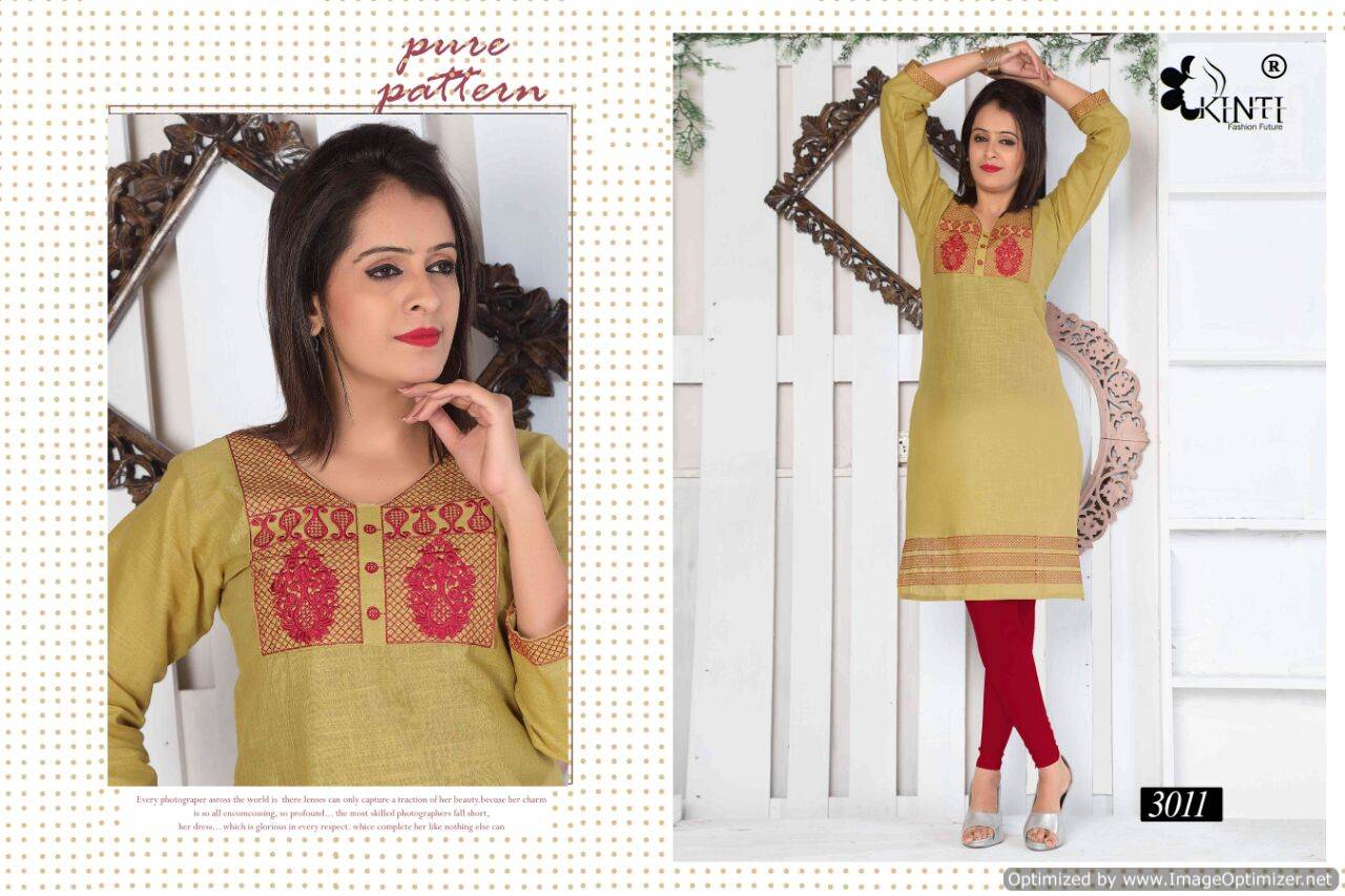 Kinti Morni Exclusive Cotton Slub With Embroidery Work Designer casual Wear Kurti Collection