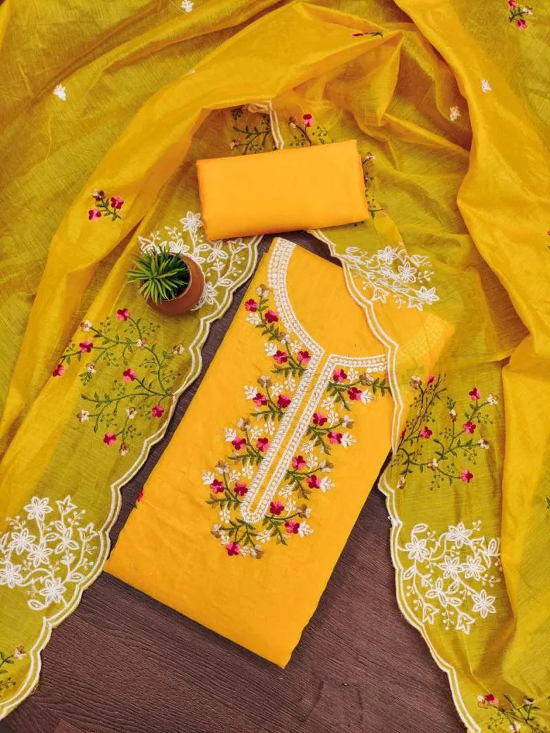 Color Set 9071 Stylish Chanderi Cotton Dress Material Bulk Orders In India