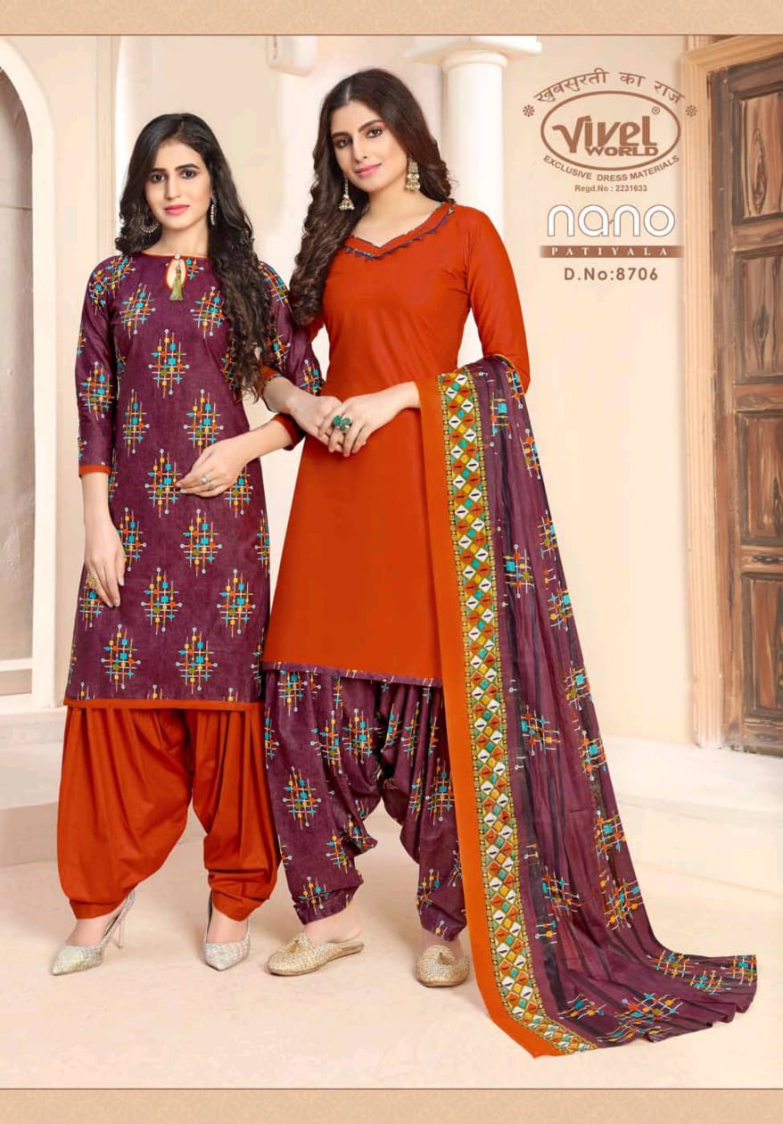 Vivel Nano Patiyala Vol 4 Latest Designer Printed Daily Wear Patiyala Suit Dress Material Collection 