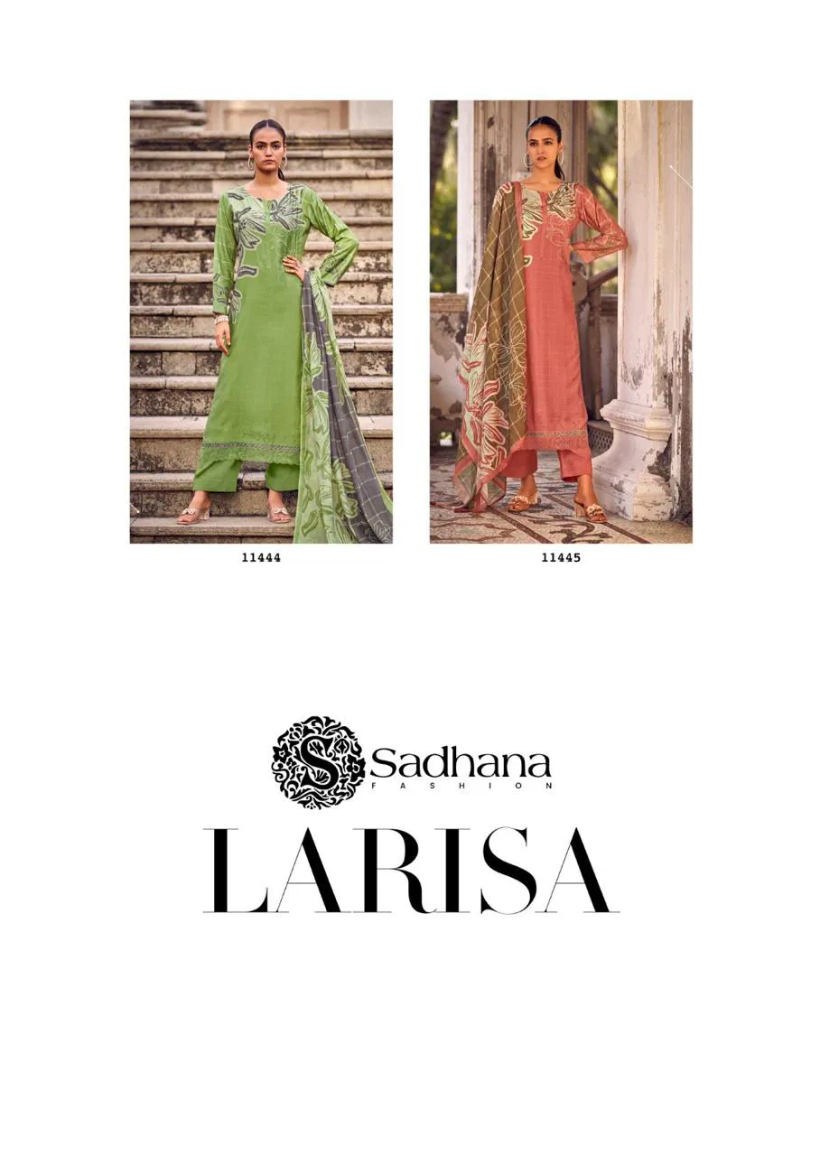 Larisa By Sadhana Masline Silk Digital Printed Dress Material Wholesalers In Delhi