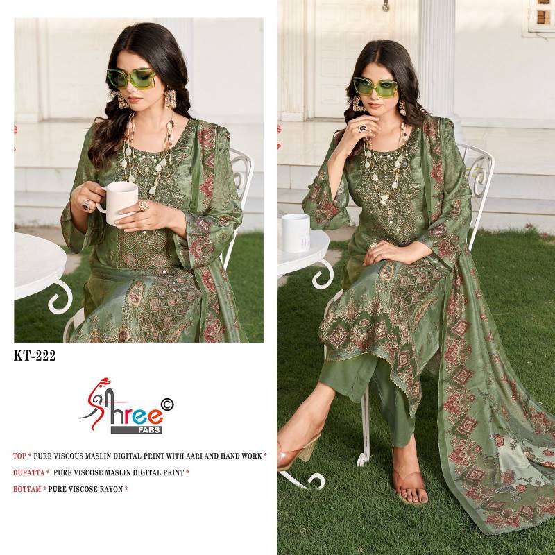 Kt 222 by Shree Viscose Maslin Digital Printed Salwar Suits Bulk Orders In India