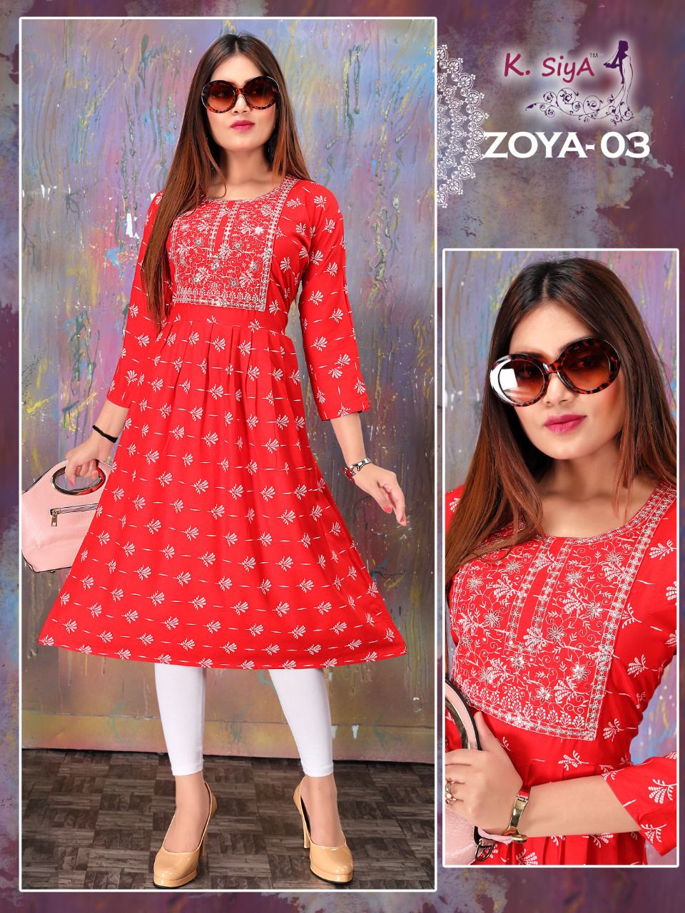 K Siya Zoya 01 Latest Regular Wear Rayon Printed Kurti Collection
