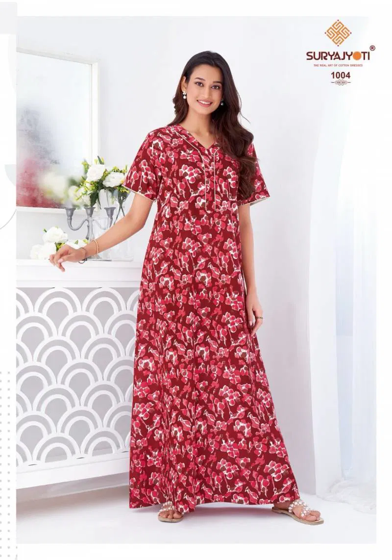 Pearl Vol 1 By Suryajyoti Cotton Printed Nighty Gown Wholesale Market In Surat