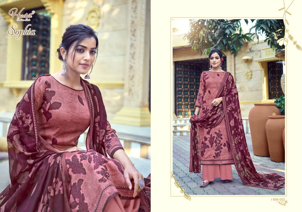 Harshit Sophia Latest Fancy Designer Heavy Casual Wear Pure Cambric Cotton Digital Style Print with Swarovski Diamond Work Dress Material
