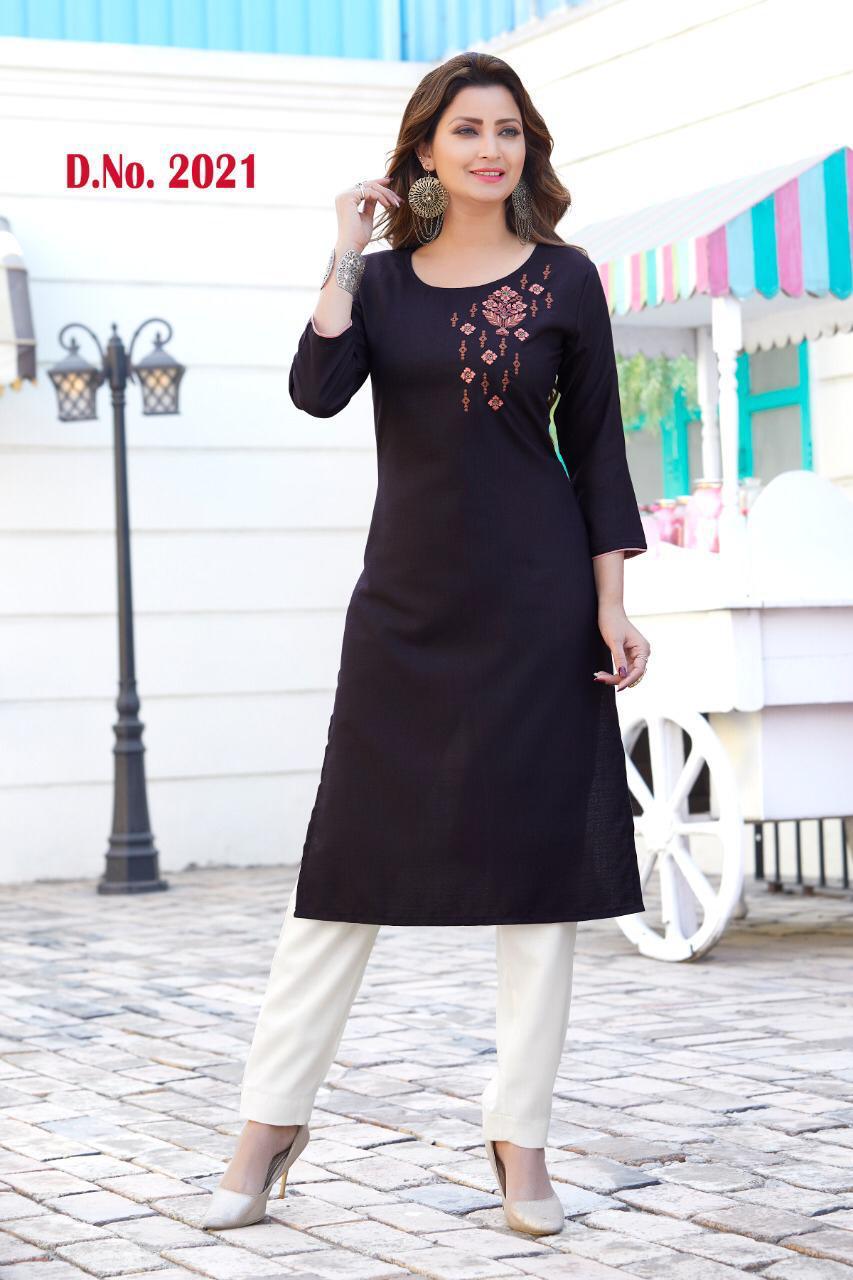 Ruby vol 1 Cotton Daily Wear Embroidery Work Long Kurtis Collections