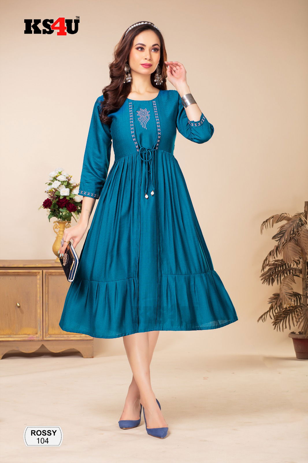 Rossy By Ks4u Plain Designer Anarakali Kurti Wholesale Price In Surat
