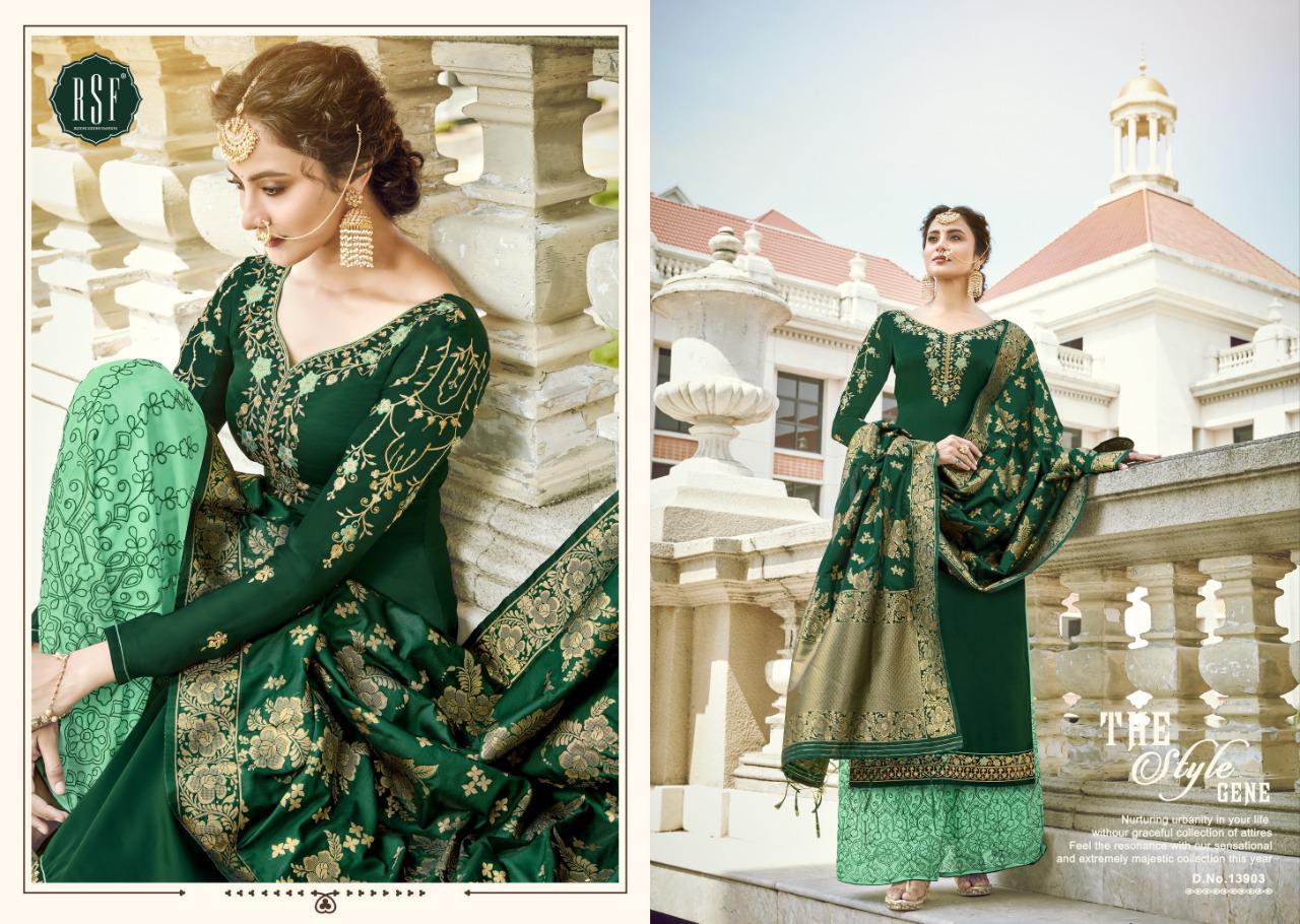 RSF Gazal Heavy Sharara Fancy Work Georgette Satin Dress and Jacquard Dupatta Premium Dress