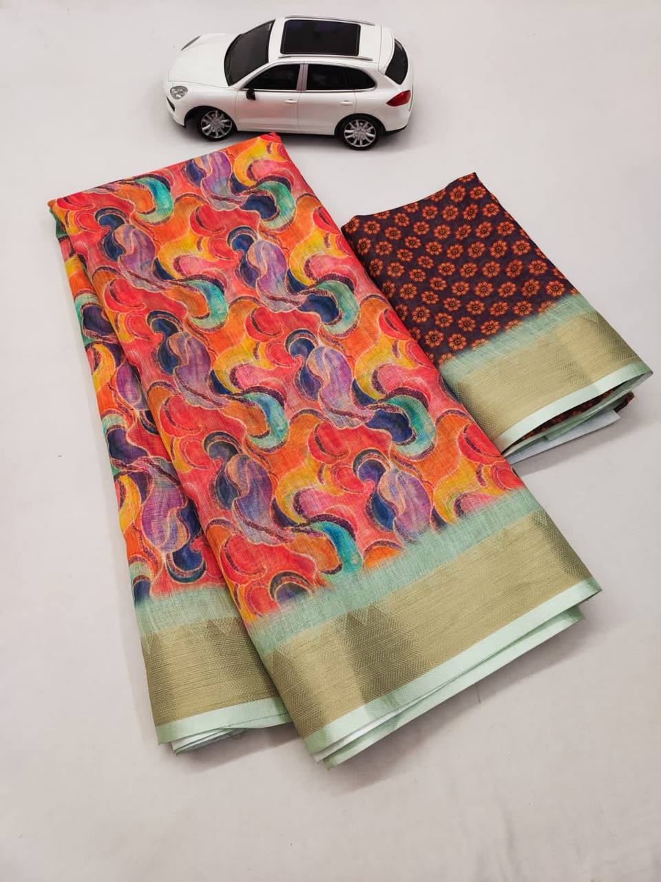 Mg 235 Manglaya Linen Printed Saree Catalog