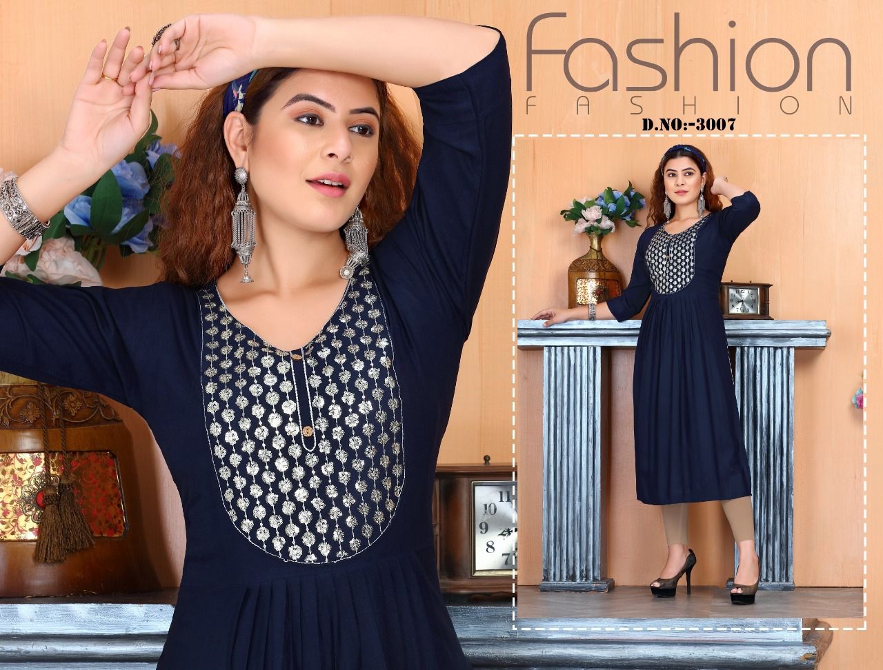 Beauty Queen Savory Fancy Party Wear Rayon Embroidery Kurti Collection