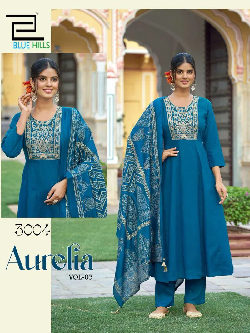 Aurelia Vol 3 By Blue Hills Rayon Kurti Bottom With Dupatta Wholesale Price In Surat