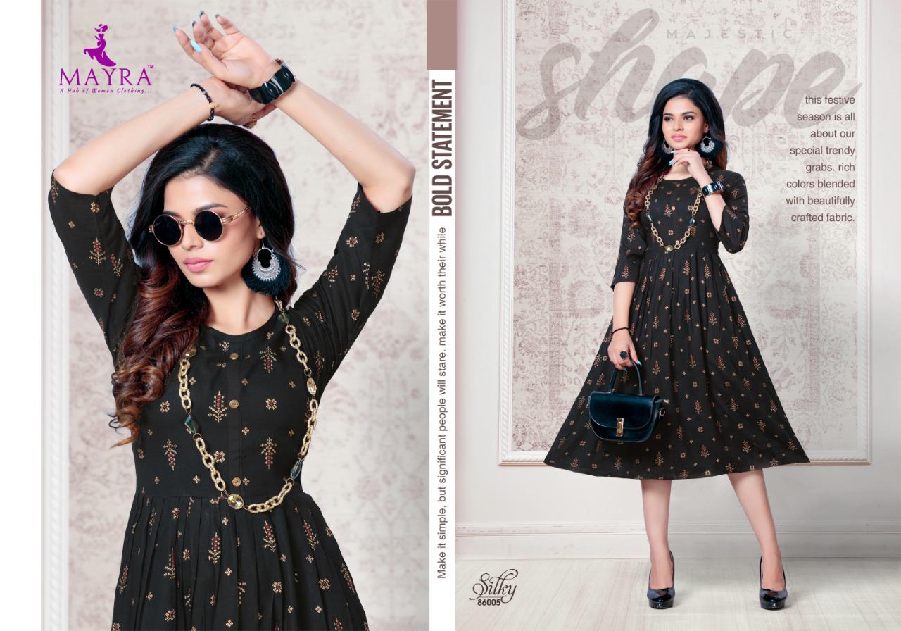 Mayra Silky Ethnic Party Wear Latest Designer Anarkali Rayon Kurti Collection