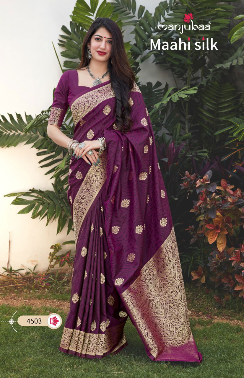 Manjubaa Maahi Latest fancy Heavy Silk Festive Wear Soft silk weaving Sarees Collection