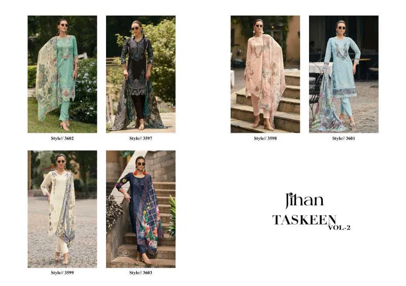 Taskeen Vol 2 By Jihan Cotton With Self Embroidered Dress Material Wholesale In India