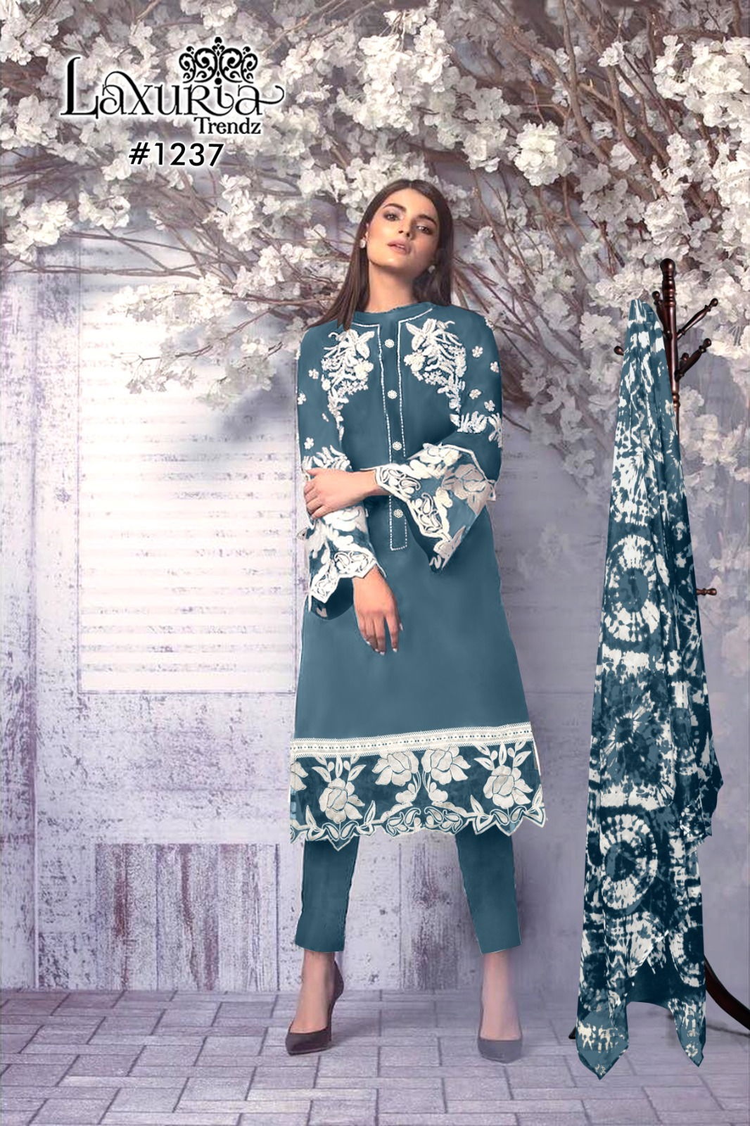 Dn 1237 Laxuria Trendz Faux Georgette Kurti With Bottom Dupatta Catalog
