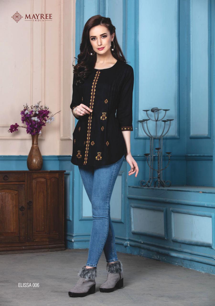 Mayree Elissa Latest Casual Wear Embroidery Work Short Tops Collection 