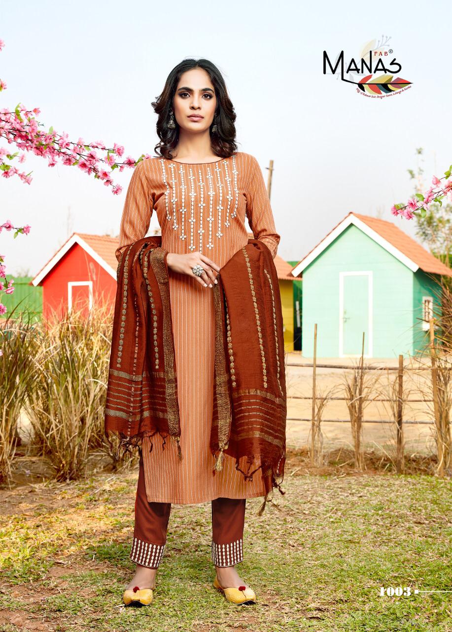 Manas Glamour City Ethnic Wear Rayon Embroidery Work Ready Made Salwar Suit Collection
