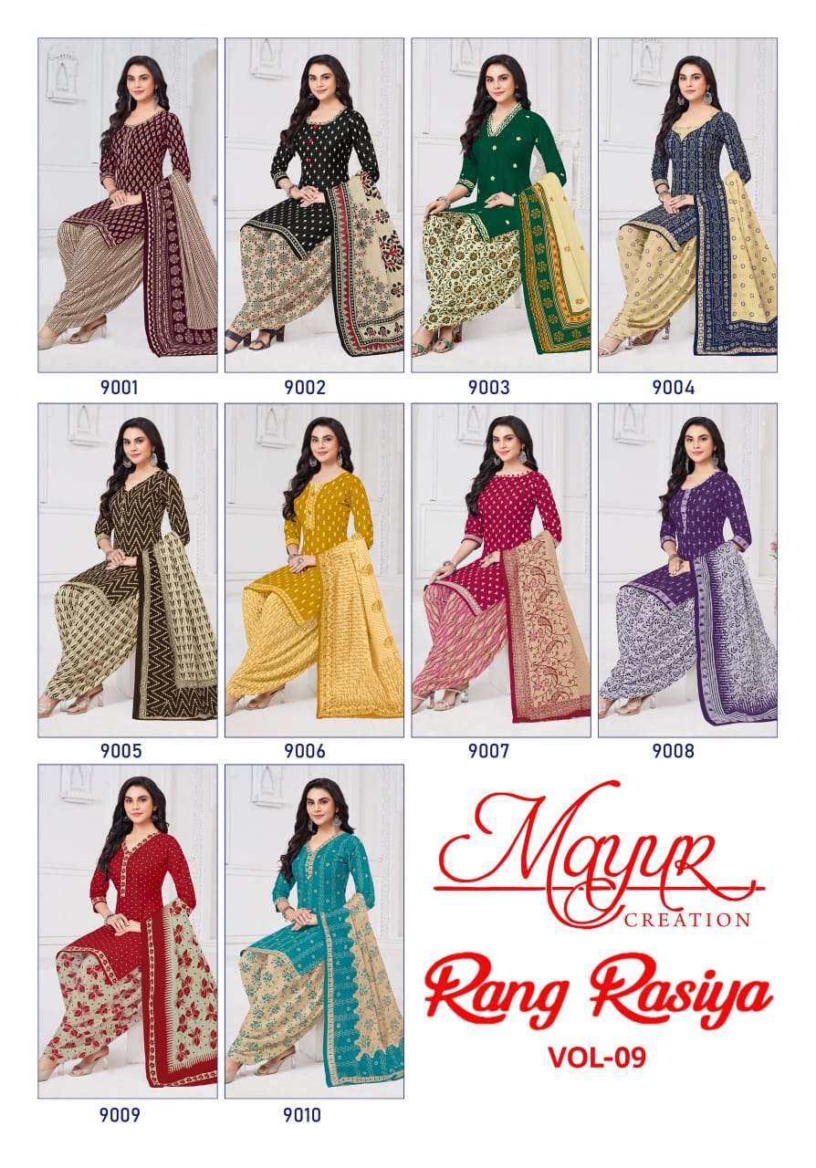 Rang Rasiya Vol 9 By Mayur Printed Cotton Printed Dress Material Orders In India