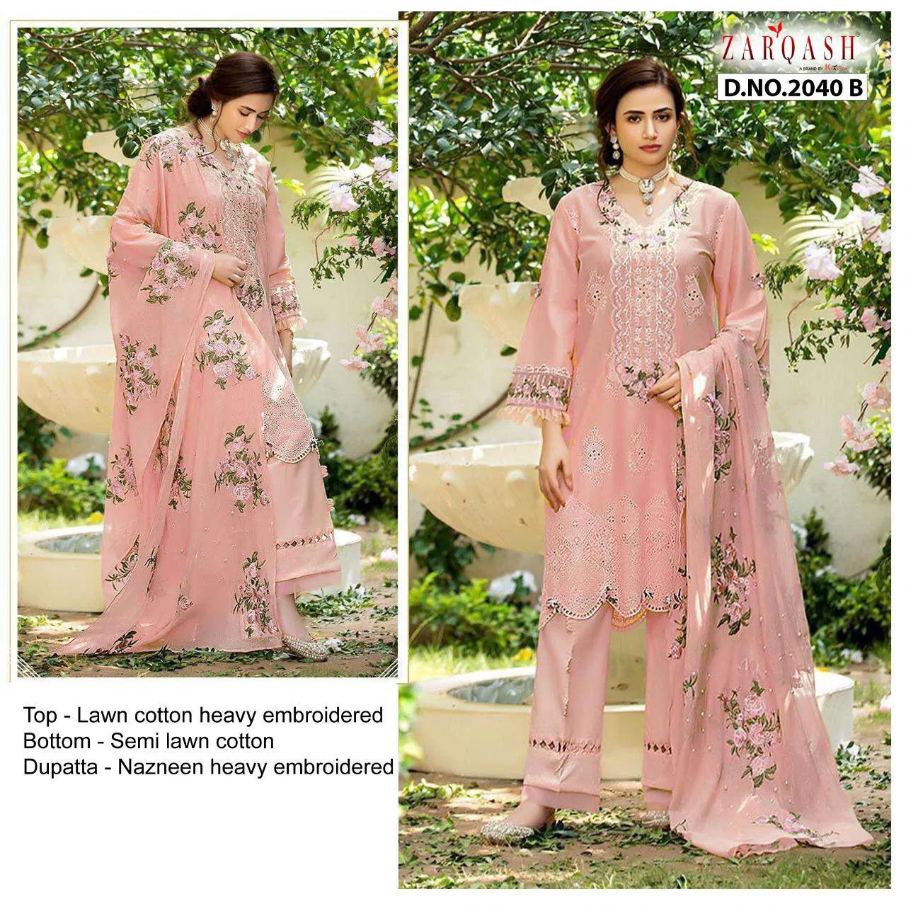 Zarqash Adans Rose Dn 2040 Designer Festive Wear Cotton Pakistani Salwar Kameez Collection
