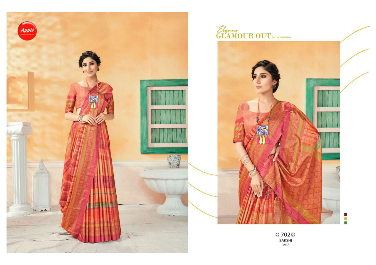 APPLE SAKSHI VOL-7 Latest Casual Regular Wear Dola Silk Saree Collection
