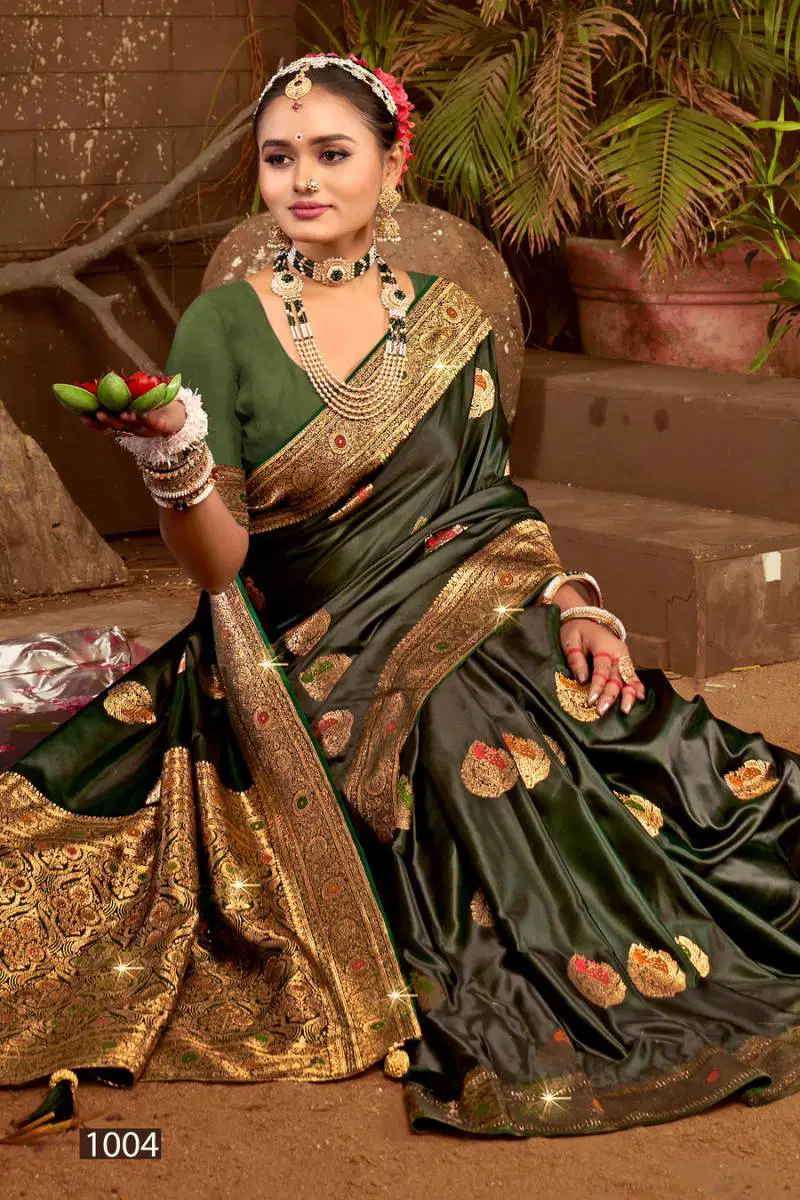 Pihu Satin Saroski Vol 1 By Saroj Wedding Wear Silk Saree Wholesale Market Surat