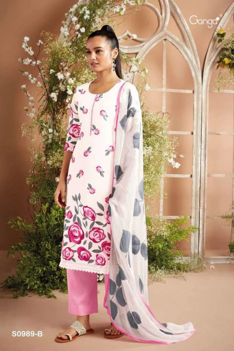 Inna By Ganga Cotton Printed With Cotton Lace Salwar Suit Wholesale In India