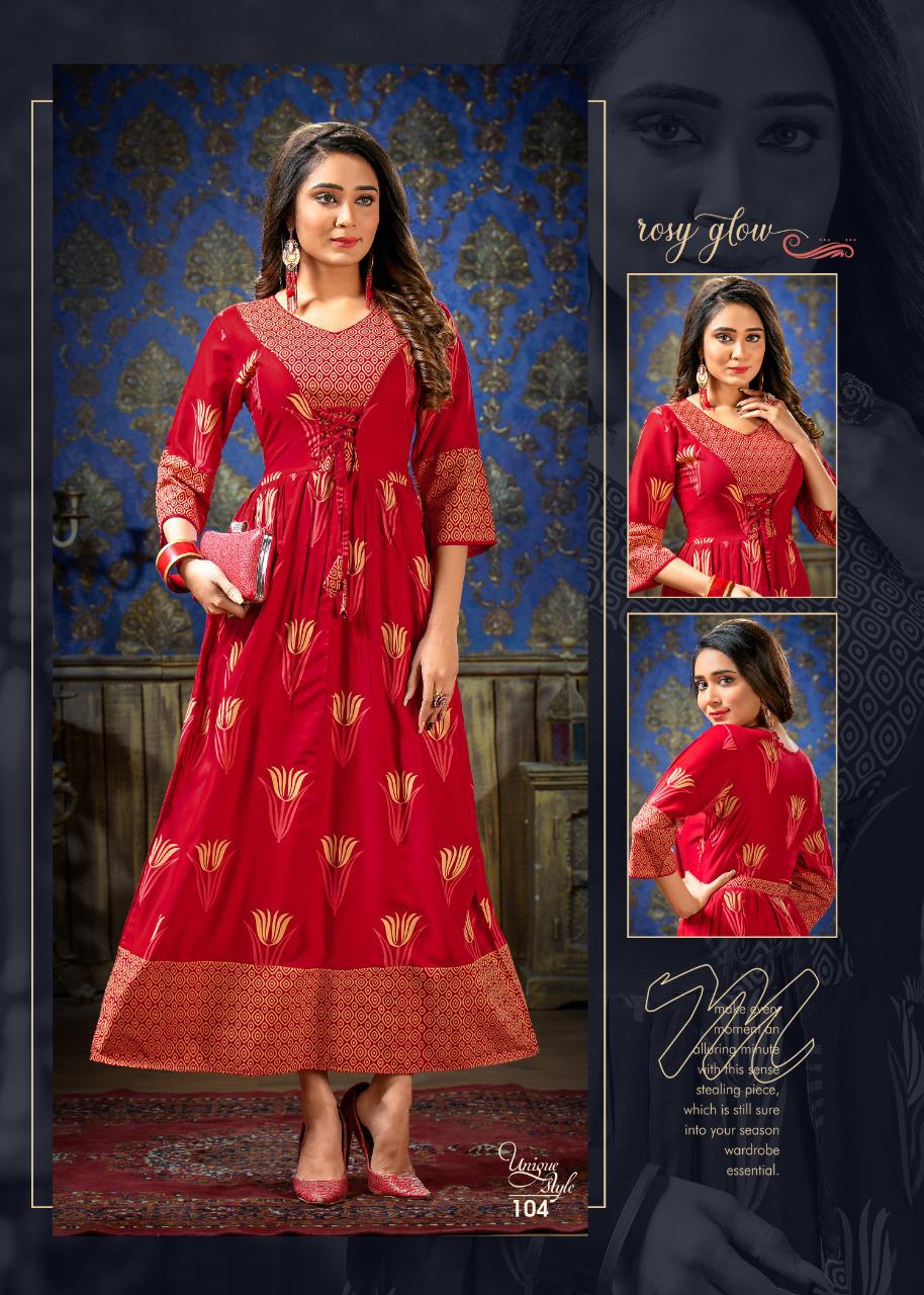 Ft Unique Style Latest Fancy Designer Heavy Rayon Printed Long Anarkali Kurtis Collection
