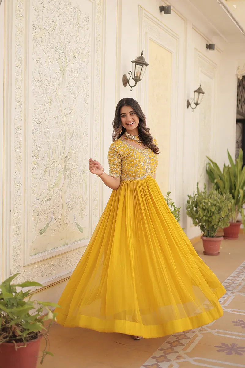 Jf 1593 95 Beautiful Designer Faux Blooming Gown Bulk Orders In India
