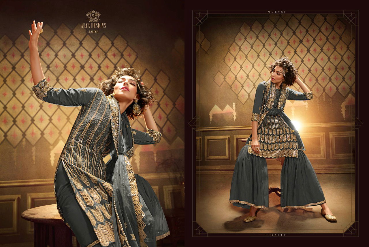Arya Noorani Saga 2 Wedding Designer Heavy Work Georgette Top With Dull Santoon Inner Net Bottom With Four Sided Bordered Dupatta Collection