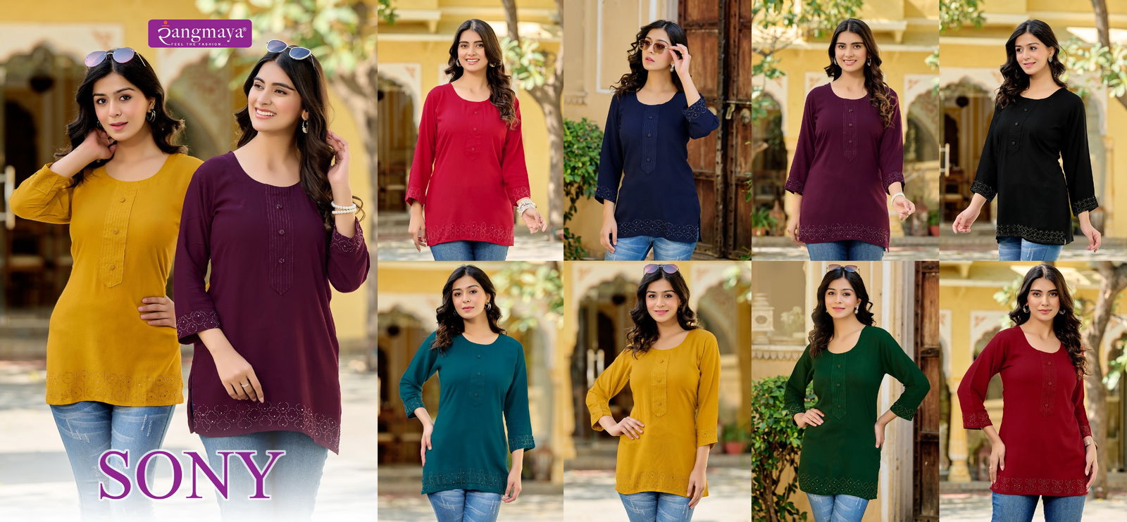 Sony By Rangmaya Vartican Tunic Ladies Top Wholesale Price In Surat