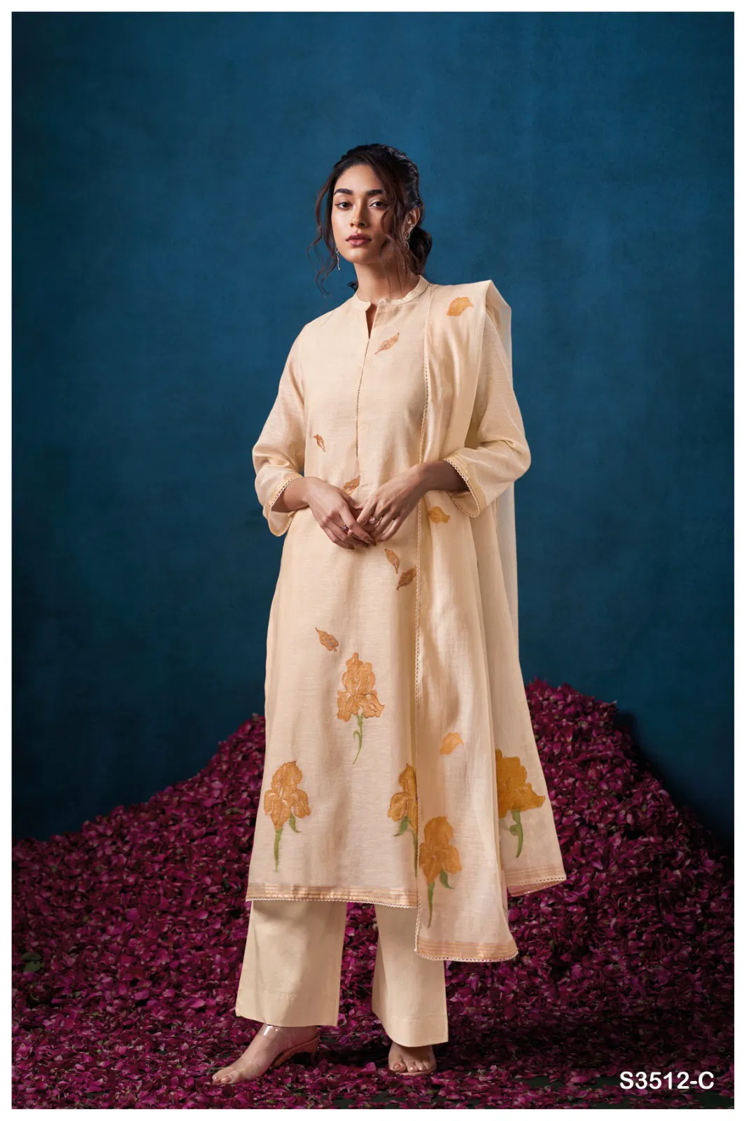 Hillary 3512 By Ganga Mal Chanderi Embroidery Salwar Suit Wholesale Online