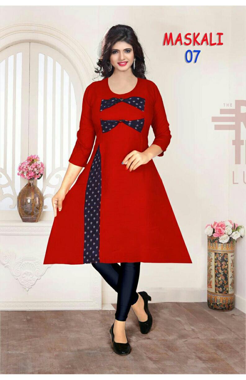 trendy maskali latest designer pure soft rayon regular casual wear kurtis collection