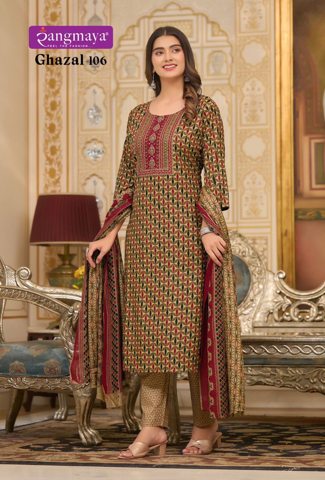 Ghazal By Rangmaya Printed Cotton Kurti With Bottom Dupatta Wholesale Clothing Suppliers In India
