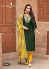 Sagaai Vol 2 By Wooglee Viscose Wevaing Kurti With Bottom Dupatta Suppliers In India