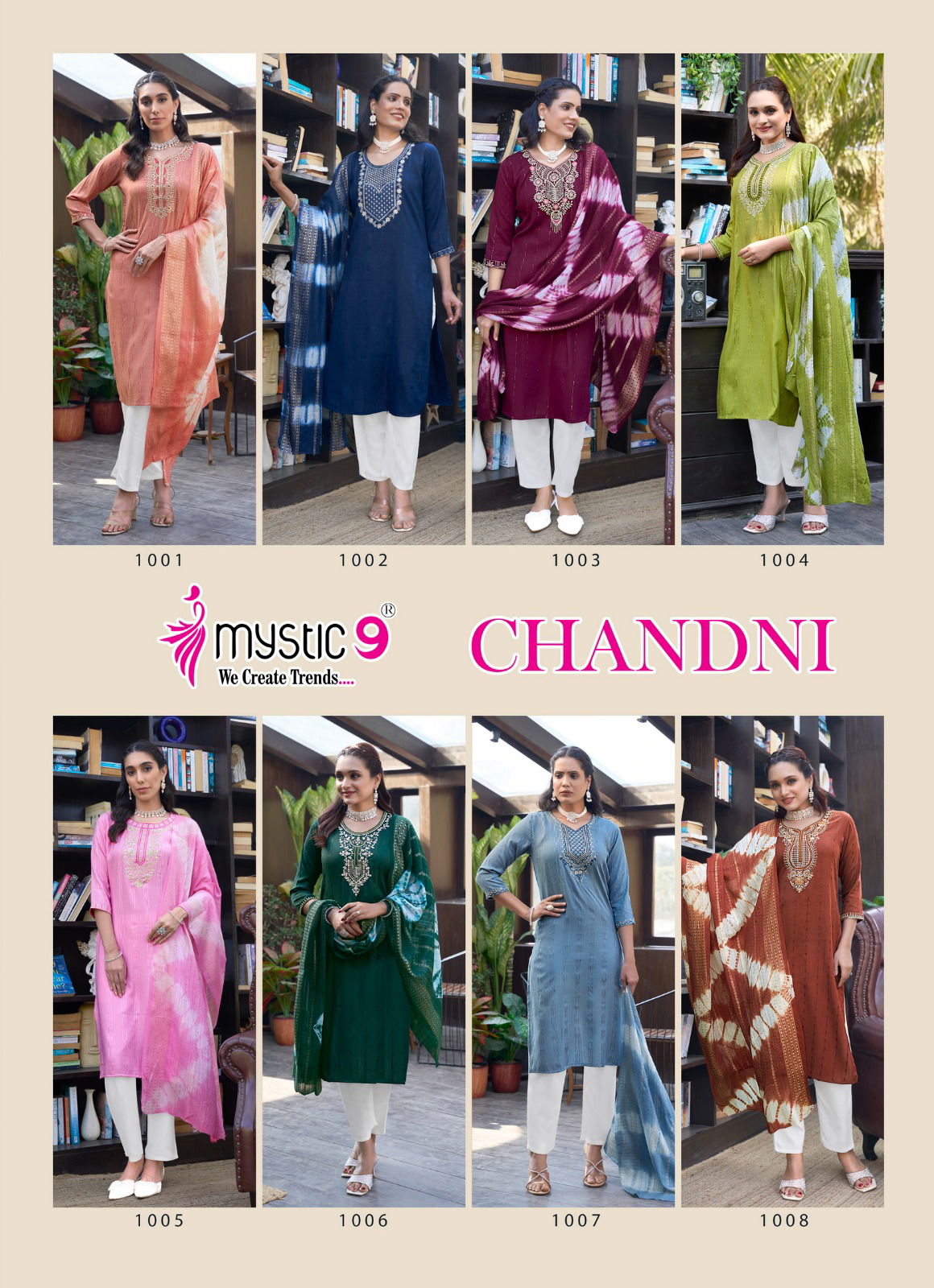 Chandani Vol 1 By Mystic 9 Rayon Kurti With Bottom Dupatta Wholesale Online