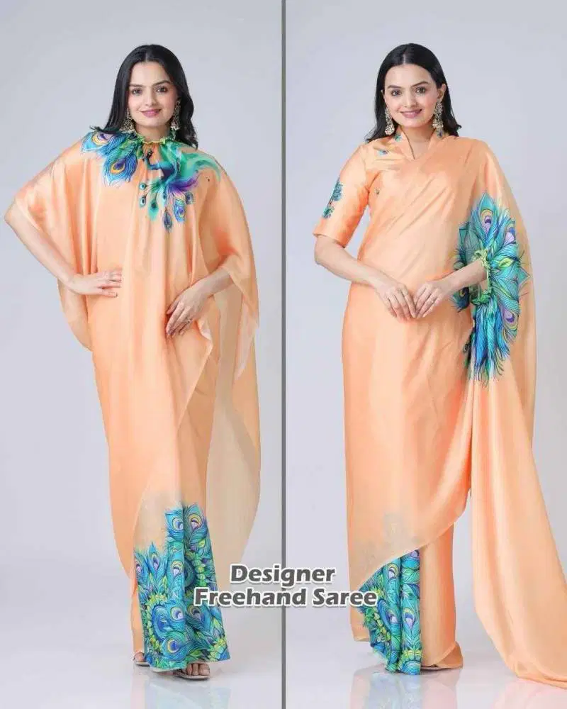 Kc 888 Digital Printed Crepe Silk Ready To Wear Saree Wholesale Market 