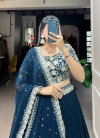 Teal Blue Colour Georgette Plain With Embroidered Lehenga Choli Taraa L 1405