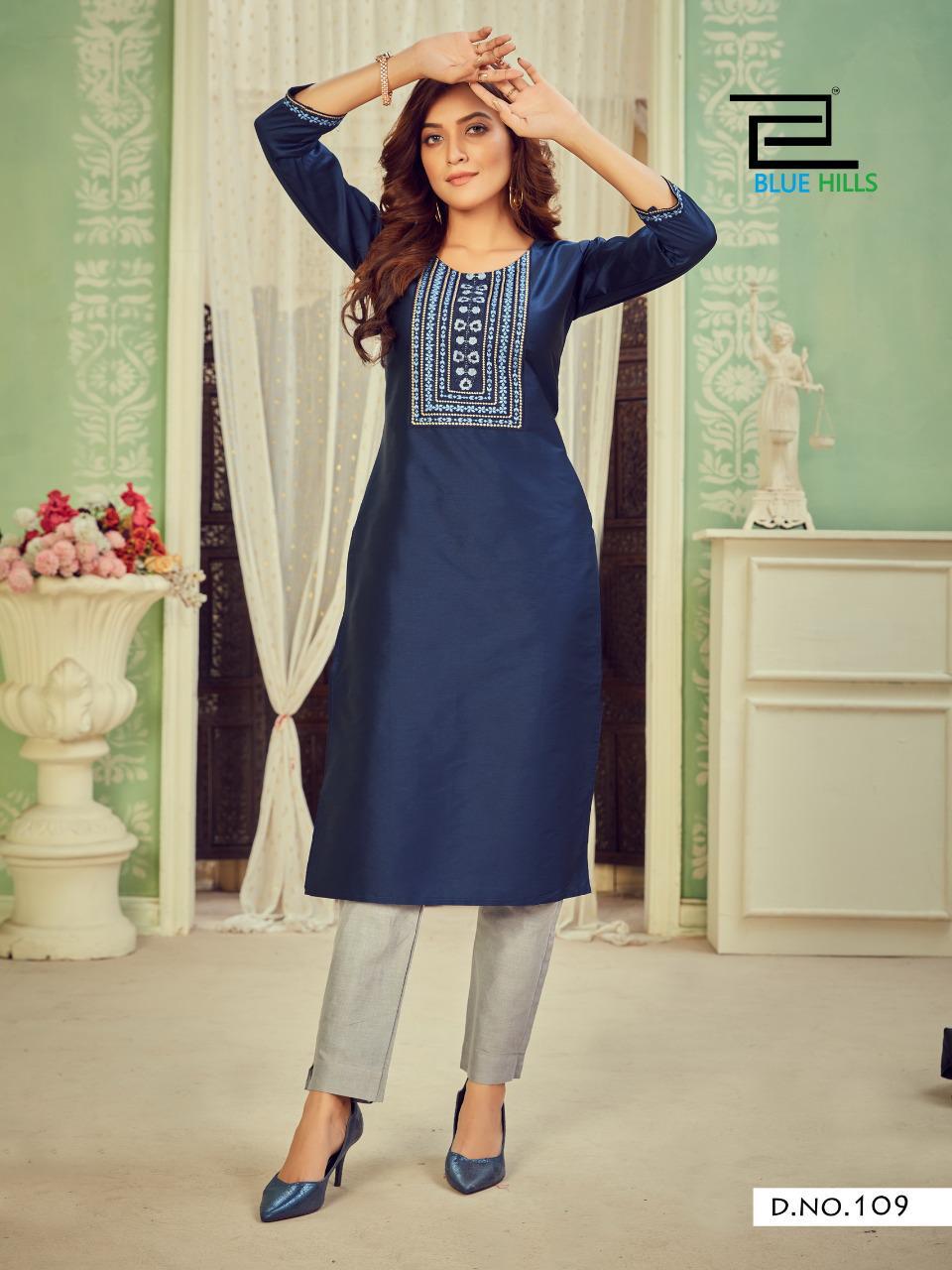 BLUE HILLS SOLID VOL 3 Ethnic Wear Cotton tapeta neck Embroidery Kurti