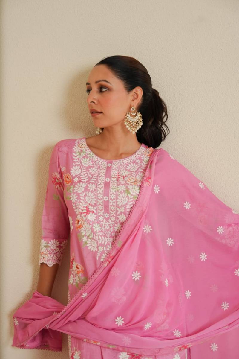 Tanyaa P 158 Lucknowi Masleen Kurti Bottom With Dupatta Wholesale Suppliers In Mumbai